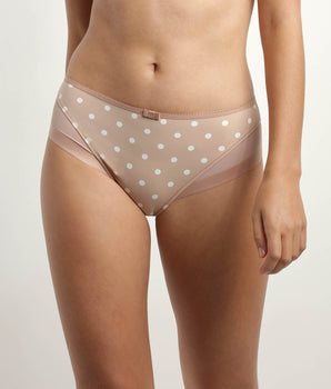 [Test Product] Slip femme en microfibre et tulle Beige à pois Generous