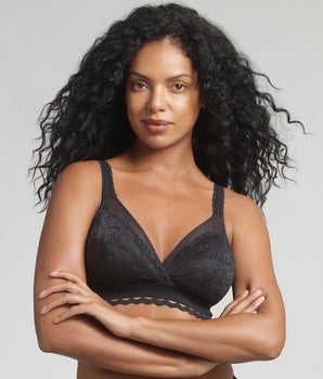 Soutien-gorge sans armatures noir Cœur Croisé Féminin Recyclé