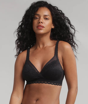 Soutien-gorge sans armatures noir Cœur Croisé Féminin Recyclé