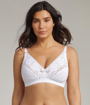 Soutien-gorge sans armatures blanc Flower Elegance Recyclé