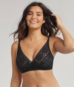 Soutien-gorge sans armatures noir Flower Elegance Recyclé