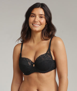 Soutien-gorge balconnet noir Flower Elegance Recyclé