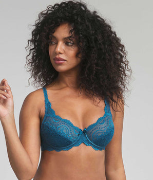 Soutien-gorge emboîtant bleu canard Flower Elegance