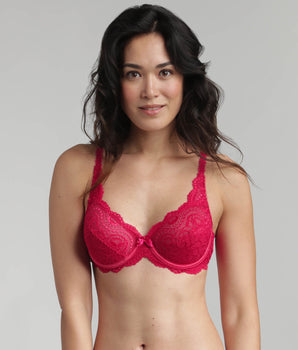 Soutien-gorge en dentelle rouge rubis Flower Elegance