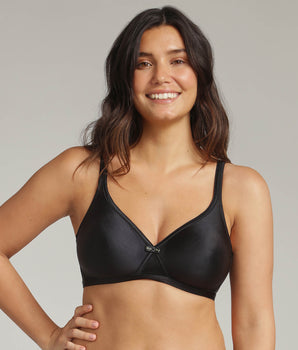 Soutien-gorge sans armatures noir effet satiné Cœur Croisé Satiné