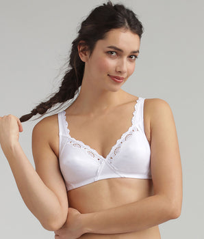 Soutien-gorge sans armatures en coton blanc Cœur Croisé Coton