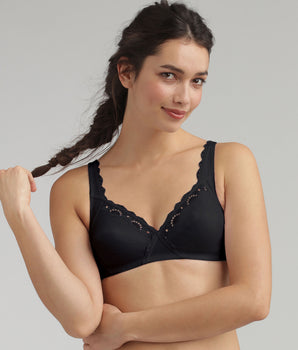 Soutien-gorge sans armatures en coton noir Cœur Croisé Coton