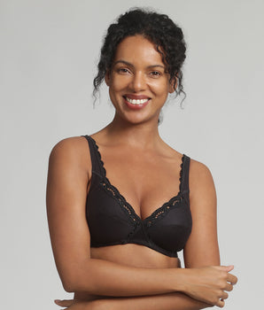 Soutien-gorge sans armatures en coton noir Cœur Croisé Coton