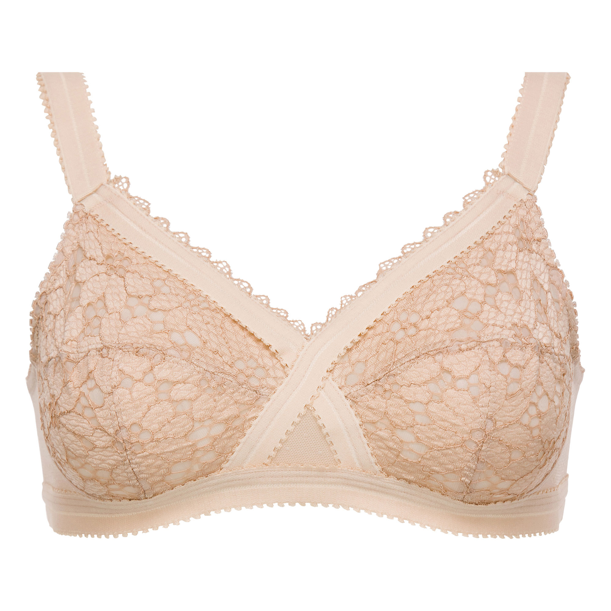 Soutien Gorge Sans Armatures Beige Cœur Croisé Dentelle